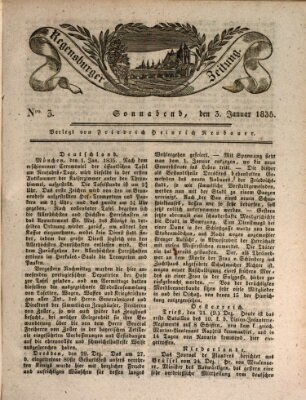 Regensburger Zeitung Samstag 3. Januar 1835