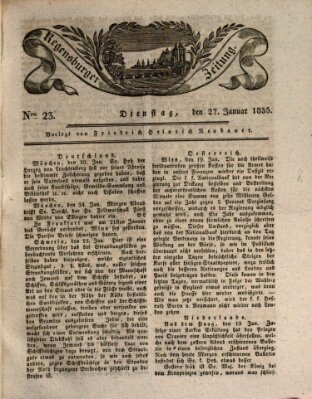 Regensburger Zeitung Dienstag 27. Januar 1835