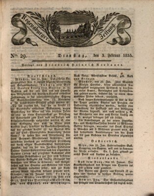 Regensburger Zeitung Dienstag 3. Februar 1835