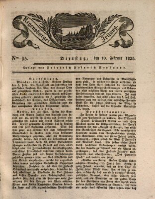 Regensburger Zeitung Dienstag 10. Februar 1835