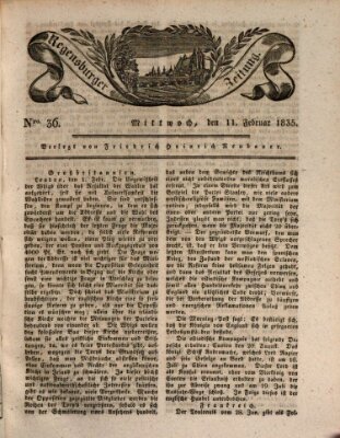 Regensburger Zeitung Mittwoch 11. Februar 1835