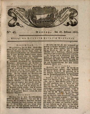 Regensburger Zeitung Montag 23. Februar 1835