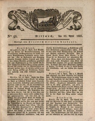 Regensburger Zeitung Mittwoch 22. April 1835