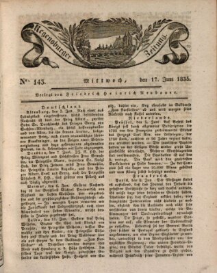 Regensburger Zeitung Mittwoch 17. Juni 1835