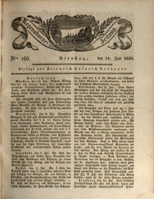 Regensburger Zeitung Dienstag 14. Juli 1835