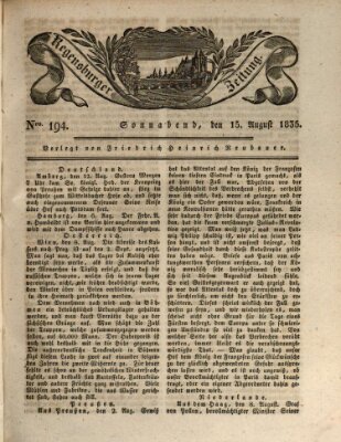 Regensburger Zeitung Samstag 15. August 1835
