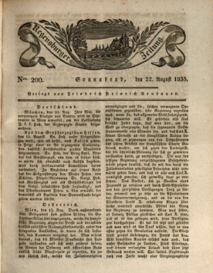 Regensburger Zeitung Samstag 22. August 1835