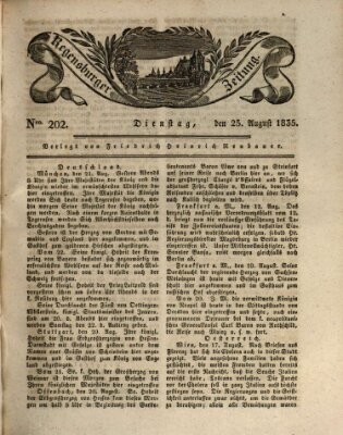 Regensburger Zeitung Dienstag 25. August 1835