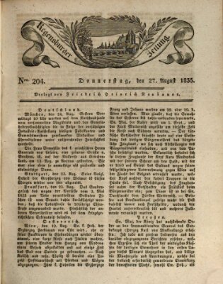 Regensburger Zeitung Donnerstag 27. August 1835