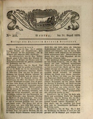 Regensburger Zeitung Montag 31. August 1835