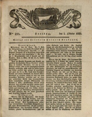 Regensburger Zeitung Freitag 2. Oktober 1835