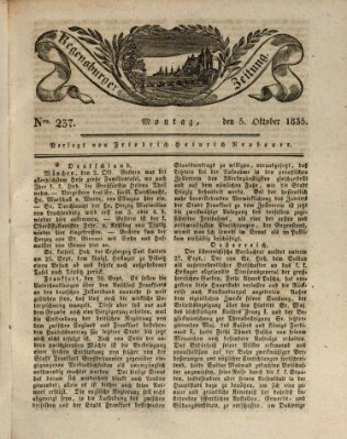 Regensburger Zeitung Montag 5. Oktober 1835