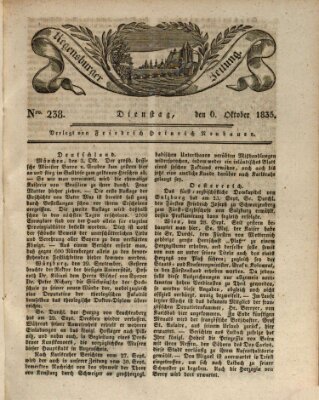 Regensburger Zeitung Dienstag 6. Oktober 1835