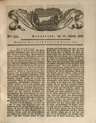 Regensburger Zeitung Samstag 10. Oktober 1835