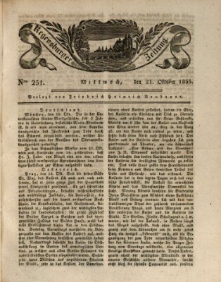 Regensburger Zeitung Mittwoch 21. Oktober 1835