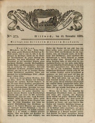 Regensburger Zeitung Mittwoch 18. November 1835