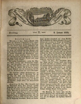 Regensburger Zeitung Freitag 8. Januar 1836