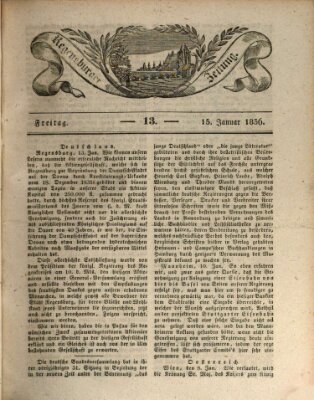 Regensburger Zeitung Freitag 15. Januar 1836