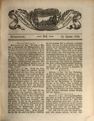 Regensburger Zeitung Samstag 16. Januar 1836