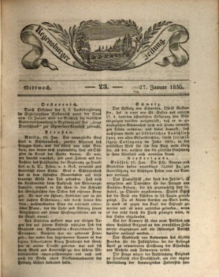 Regensburger Zeitung Mittwoch 27. Januar 1836