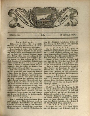 Regensburger Zeitung Mittwoch 10. Februar 1836