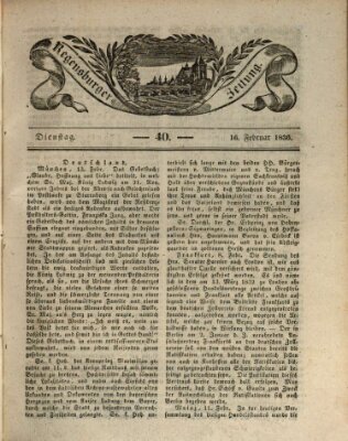 Regensburger Zeitung Dienstag 16. Februar 1836