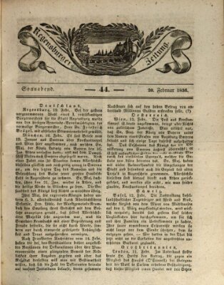 Regensburger Zeitung Samstag 20. Februar 1836