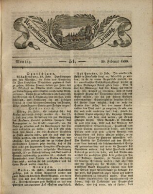 Regensburger Zeitung Montag 29. Februar 1836