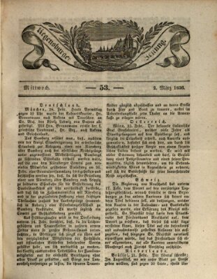 Regensburger Zeitung Mittwoch 2. März 1836