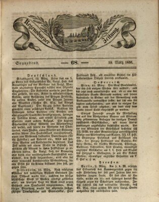 Regensburger Zeitung Samstag 19. März 1836