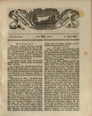 Regensburger Zeitung Donnerstag 7. April 1836