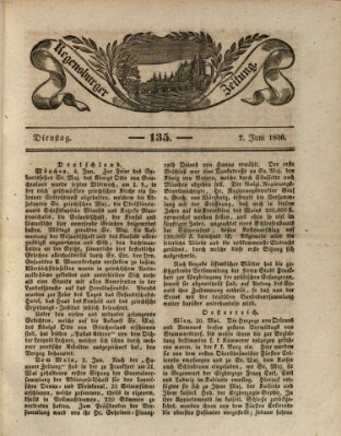 Regensburger Zeitung Dienstag 7. Juni 1836