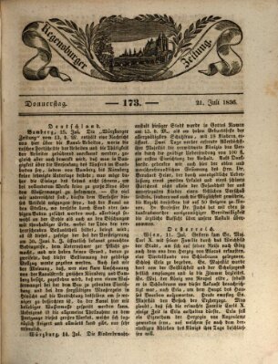 Regensburger Zeitung Donnerstag 21. Juli 1836