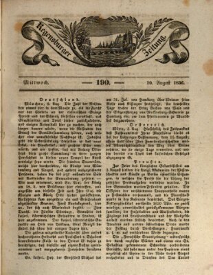 Regensburger Zeitung Mittwoch 10. August 1836