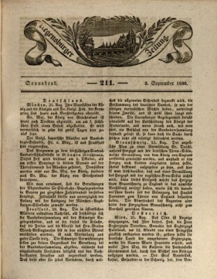 Regensburger Zeitung Samstag 3. September 1836