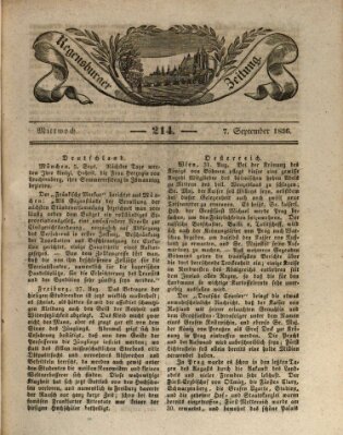 Regensburger Zeitung Mittwoch 7. September 1836