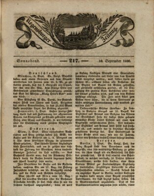 Regensburger Zeitung Samstag 10. September 1836