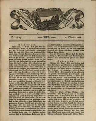 Regensburger Zeitung Dienstag 4. Oktober 1836