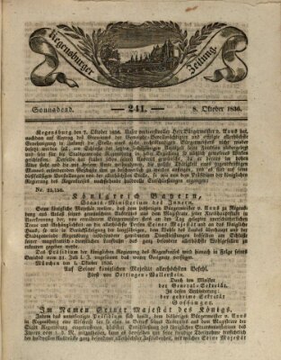 Regensburger Zeitung Samstag 8. Oktober 1836