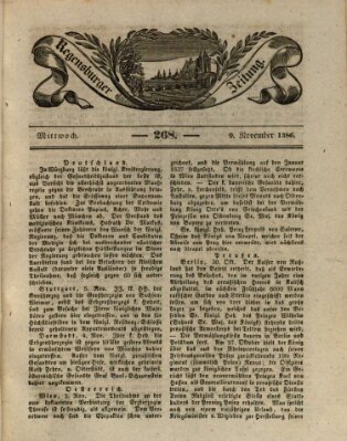 Regensburger Zeitung Mittwoch 9. November 1836