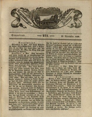 Regensburger Zeitung Samstag 12. November 1836