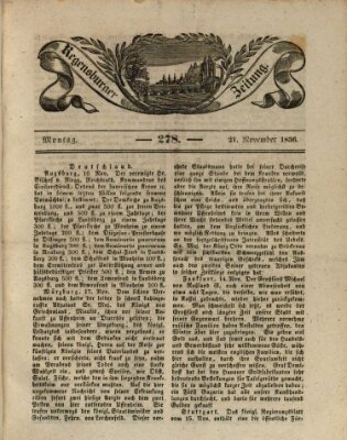 Regensburger Zeitung Montag 21. November 1836