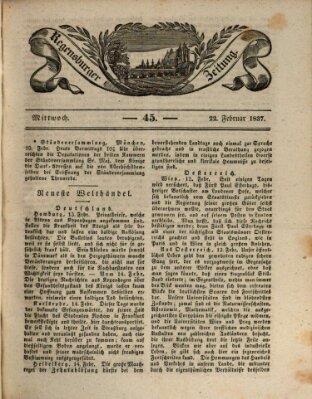 Regensburger Zeitung Mittwoch 22. Februar 1837