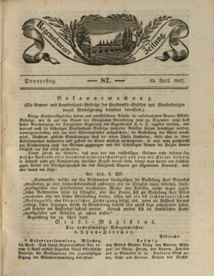 Regensburger Zeitung Donnerstag 13. April 1837