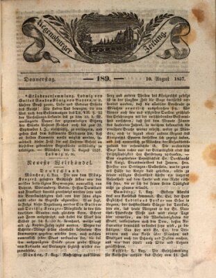 Regensburger Zeitung Donnerstag 10. August 1837