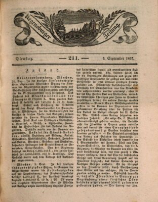 Regensburger Zeitung Dienstag 5. September 1837