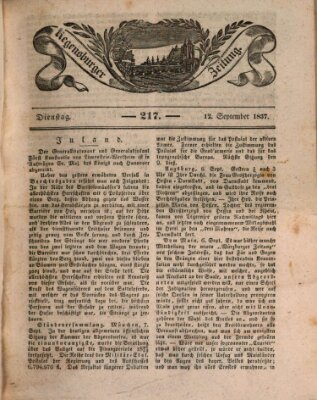 Regensburger Zeitung Dienstag 12. September 1837