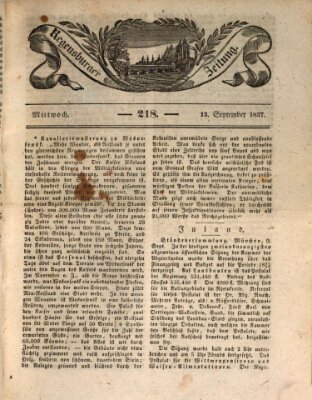 Regensburger Zeitung Mittwoch 13. September 1837