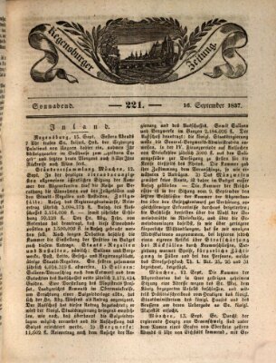 Regensburger Zeitung Samstag 16. September 1837