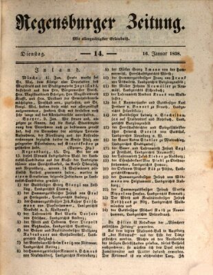 Regensburger Zeitung Dienstag 16. Januar 1838